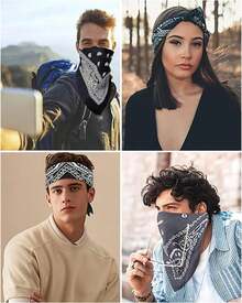 4 Piezas Paliacates Para Hombre, Bandanas Hombre, Bandana, Paliacate, Muy Adecuado Para Pañuelos De Cabeza o Para Pañuelos, Pañuelos, Máscaras, Pulseras, Decoración De Bolsos, Etc - 1 - Ver 7