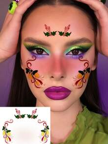 6 Blatt Weihnachts-Gesichtstattoos, Weihnachtsmann-Hut Aufkleber, Rentier-Gesichtstattoo, Hirsch-Gesichts-Make-up, wasserfeste Weihnachts-Make-up-Aufkleber für Festivalferien, Weihnachtsdekorationen