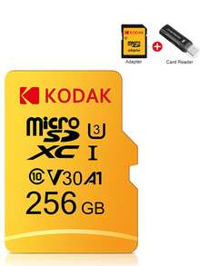 Kodak KODAK Micro SD 32GB 64GB 128GB 256GB U3 A1 TF Cards, Storage Cards, TF Cards, With SD Adapter, Card Reader