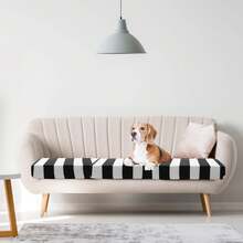 Newwiee 8pcs Patio Stretch Cushion Covers Stripe Outdoor Cushion Covers Replacement Patio Furniture Couch Slipcover Sofa Chair Seat, Thin Fabric Breathable Soft Flexibility Protector(Black White)