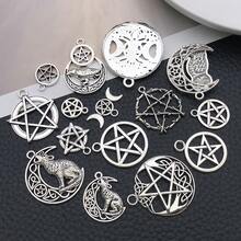 15pcs Silver SAntique Silver Pentagram Charm Hollow Vintage Pendant For DIY Bracelet Necklace Earrings Jewelry Making Craft Accessories