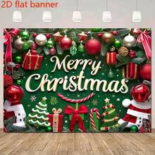 1 pièce Fond de fête de Noël - Conception d'arbre d'hiver et de boîte-cadeau, convient pour les fêtes de vacances, le Nouvel An, les anniversaires et la décoration de photomaton