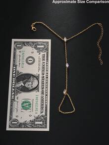 1件波西米亚风菱形水晶手链/指链，女士简约精致链饰，礼品 - 金色 - 查看 5