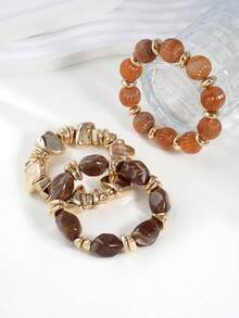 Bộ 3 chiếc vòng tay hạt Acrylic nhiều lớp dày thời trang phong cách Bohemian cổ điển phóng đại, dành cho nữ, cặp đôi, tiệc tùng, đeo hàng ngày, cao cấp sang trọng - Nhiều màuEW - Xem 5