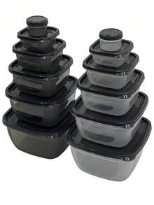 6件套时尚厨房储物食品容器套装 - 可堆叠塑料午餐/零食盒 | 防漏加厚密封，微波炉适用，专为忙碌女性设计 | 适用于办公室、学校、野餐的厨房配件