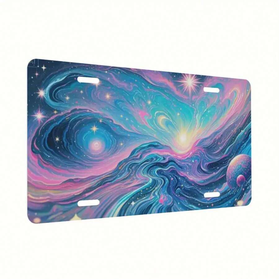 6x12 Inch License Plate Tag - Heavy-Duty Aluminum Car Plate With Pre-Drilled Holes, Fade-Resistant & Easy Installation - Fit License Plate Cover For Cars, Trucks, SUVs - Scratch & Weatherproof Vehicle Decoration, Auto Customization, Cosmic Design, Polished Finish, Truck Owners License Plate Covers, Suv Customization, Car Enthusiasts, Suv Drivers - 12*6吋/30*15厘米 - 查看 1