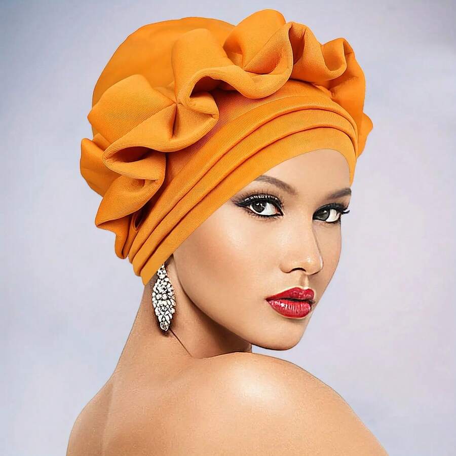 Awegeo Women African Elastic Headscarf, 3‑Layer Puff Polyester Turban ...