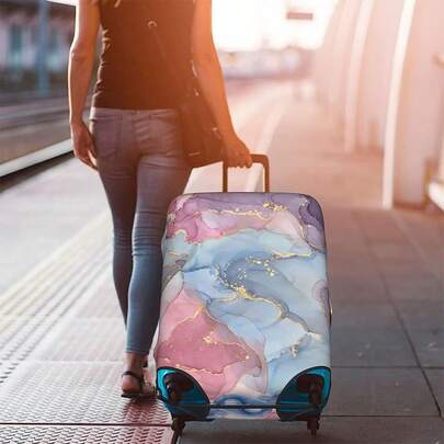 Elastic Luggage Protective Cover, Fits 18-32 Inch Suitcases, Elastic Airplane Travel Pattern Bag, Luggage Cover, Trolley Case Cover, Travel Accessories, Luggage Dust Cover, Essential For Travel, Business Trip And Vacation
