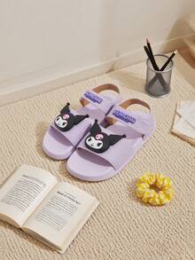 Sanrio نعال منزلية مفتوحة القدم من إيفا بتصميم كارتوني لا تنزلق للأطفال من كورومي الوردي من سانريو