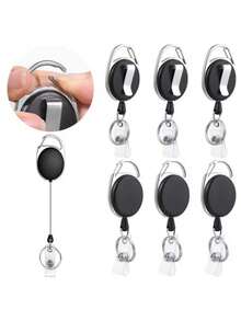 可伸缩证件挂绳钥匙扣，锌合金材质，配黑色登山扣——非常适合学生、医生、证件持有者、户外及日常使用，也是圣诞礼物、礼品袋挂饰、汽车配件、教师节礼物、朋友礼物、姐妹礼物的绝佳选择。 - 黑色 - 查看 1