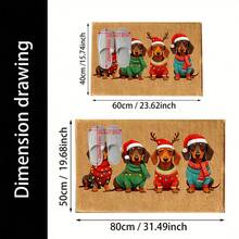 1pc Christmas Pet Pattern Printed Floor Mat, Christmas Dog Imitation Wool Carpet, Strong Water Absorption, Easy To Clean, Suitable For Home Decoration, Farmhouse, Porch, Indoor, Room Decoration, Kitchen, Restaurant, Small Office/Home Office, Sink, Laundry Room, Floor Mat, Kitchen Mat, Non-Slip Mat.