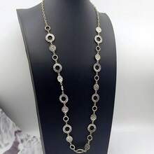 1pc Vintage Elegant Geometric Hollow Hammered Metal Long Necklace, Versatile Fashion Accessory Suitable For Women's Street Style, Dates, Parties, Casual, Vacation