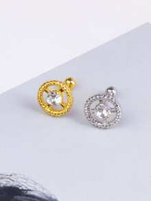 1 pièce Boucle d'oreille en acier inoxydable décontractée avec zircone multi-éléments pour cartilage, bijou pour hommes et femmes, cadeau quotidien ou de festival