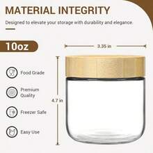 玻璃罐、带盖隔夜燕麦容器、厨房玻璃罐、带盖燕麦容器、带木盖玻璃密封食品罐、玻璃杯、食品储存容器、调味罐、燕麦杯、酸奶杯、早餐杯、谷物罐、沙拉杯、可放入洗碗机、用于酸奶、沙拉和谷物 - 彩色 - 查看 14