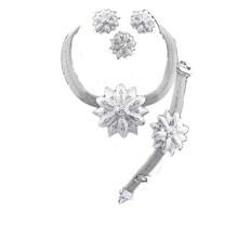 Damen italienischer Braut-Goldplattierter Kristall Halskette Armband Ohrringe Ring Afrikanische Perlen Schmucksets