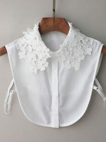 1pc Women's Elegant Black & White Lace Embroidered Detachable Collar, Floral Pattern, Beaded Decor, And Semi-Blouse Design, Versatile Accessory For Autumn/Winter Outfits For Dress For Christmas Decor