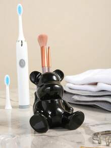 1 Peça Suporte para Escova de Dentes e Organizador de Maquiagem em Formato de Urso Cerâmico, Acessório de Banheiro Útil