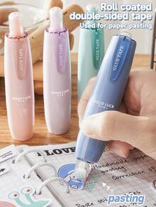 1pc Roll Coated Double-Sided Tape,Permanent Adhesive Scrapbook Tape Dispenser Runner, Glue Tape Roller For Scrapbooking, Crafts And Arts Projects, Photo, Smooth & Clean Back To School - Round - View 9