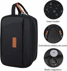 Almacenamiento deéticos Neceser Hombre Maquillaje Neceser de Viaje Impermeable Bolsa de Baño para Hombres negro - Negro - Ver 5