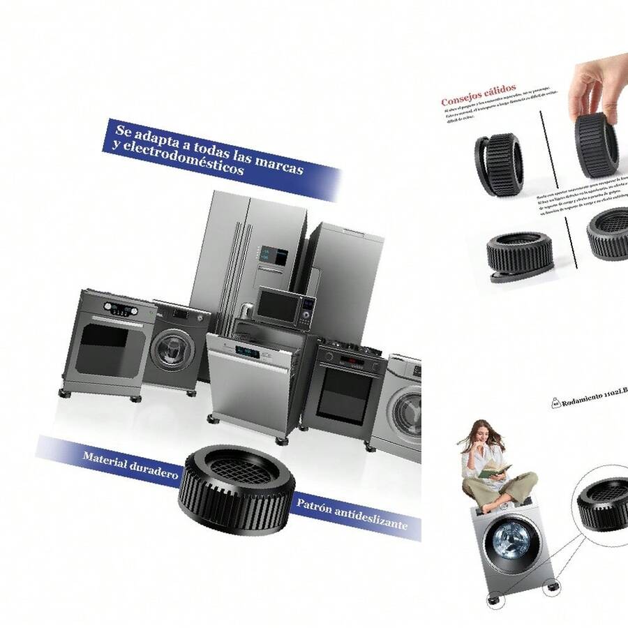 Alfombrillas Antivibración y Antideslizantes de Plástico en Negro para Lavadoras y Secadoras - Albaricoque - Ver 1