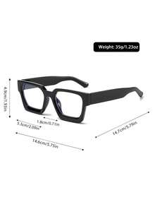 1 pieza Gafas ópticas de plástico con montura cuadrada de moda para hombres, gafas rectangulares clásicas de alta calidad adecuadas para computadora, oficina, decoración, luz, juegos