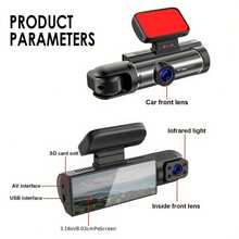 黑色 ABS 全高清 1080P 双镜头行车记录仪，3 英寸屏幕，广角镜头，循环录制，高清夜视，增强道路安全，适用于 12-24V 车型，带 32GB 存储卡（可选） - 銀色 - 查看 6