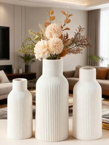 1 Stück/Set Weiße Vase - 3/1 dekorative kleine Vasen, moderne bohemian rustikale Heimdekoration, inklusive Schilfrohr und getrocknete Blumen Dekoration, kreativer Ständer, kann auf Schreibtisch, Bücherregal, Eingangsbereich platziert werden - Retro Morandi Vasensatz, Handwerksausstellung, TV-Schrank Soft-Dekoration, beige Vase, Blumengeschenk, Geburtstags- oder Abschlussgeschenk - Verschiedenfarbig - Übersicht 7