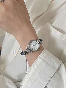 1pc Women's Beaded Woven Chain Quartz Watch, Elegant & Cute Beaded Watch, Party Accessory - Multicolor - View 4