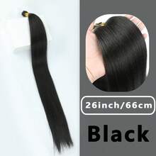 1pc Best-Selling Straight Hair Extension! Heat-Resistant Straight Sew-In Hair Extension, #1B Matte Color, 12-28 Inches, Hand-Woven, Suitable For Women DIY Hairstyles - Black - View 14