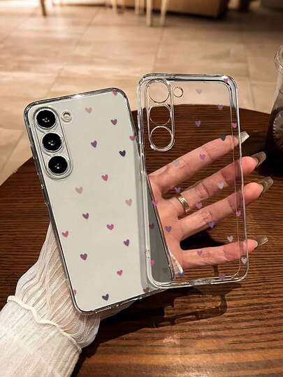 Heart Printed Transparent Shockproof Thick Phone Case, Compatible With IPhone 16, Compatible With IPhone 11, Galaxy, Compatible With IPhone 16 Pro Max, Compatible With IPhone 13, Phone Cases, Compatible With IPhone 11, 12, 13, 16, 15, 16 Plus