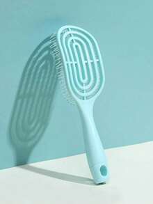 1 pièce Peigne long rose pour femmes avec un design à côtes ajourées, antistatique, démêlant pour une utilisation mouillée et sèche, volumisant, outil de coiffure, accessoire rose