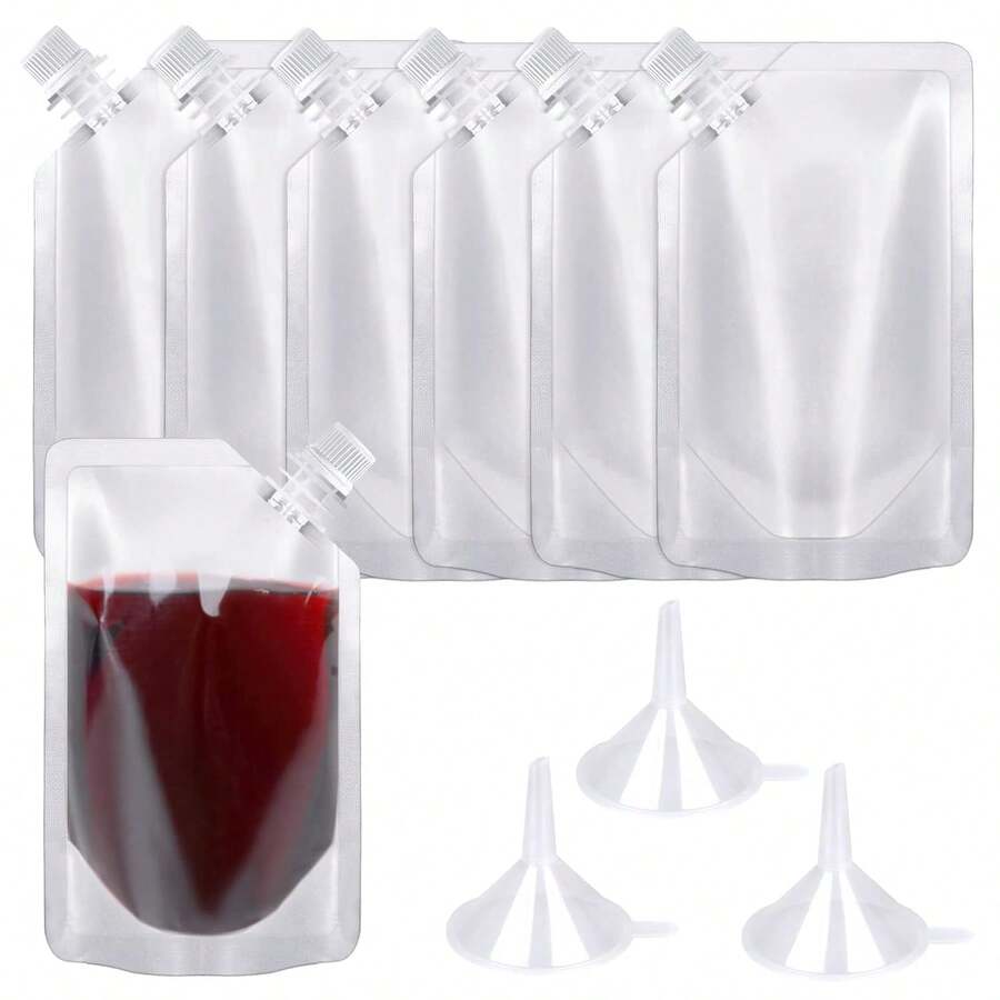 24 Pcs Plastic Flasks, 8 Oz Concealable And Reusable Drink Pouches, Leak-Proof Plastic For Travel - Apricot - View 1