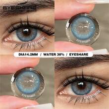 EYESHARE Colored Contact Lenses For Eyes Natural Blue Gray Contact Lenses For Eyes, Fashion Green Contact Lenses, Brown Makeup Lenses For Yearly Use 14.2mm-No Prescription - 藍色 - 查看 8