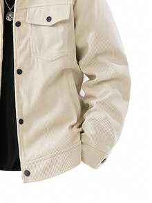 男士休闲运动夹克，灯芯绒风衣外套，复古多口袋工装夹克，春秋季 - 杏色 - 查看 5