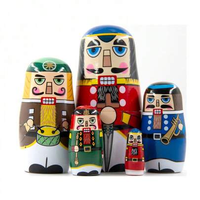 Five-Layer Russian Nesting Doll| Wooden Nutcracker|5.51inchX2.68inch, Fun Wooden Painted Crafts| Christmas Holiday Gifts| Creative Home Ornaments And Decorations|Children's Day Gifts, Gifts, Toys
