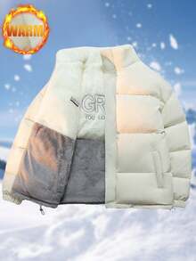 1 件男士冬季新款运动夹克，可翻转立领保暖内衬加厚保暖外套 - 白色 - 查看 10