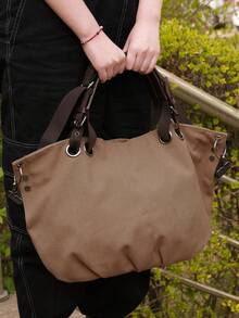 Vintage Tote Bag, Women's Commuter Handbag, Portable Large Capacity Canvas Bag, Student School Bag