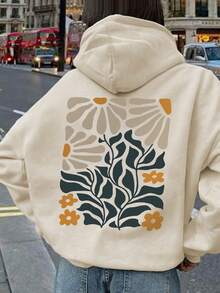 Tween Girl Casual Print Fleece Hooded Sweatshirt Jacket, Spring Autumn & Winter