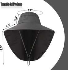 Sombrero de sol de ala Ancha, Gorro de Pesca Transpirable de ala Ancha Impermeable con UPF 50+ Protección Solar, Sombrero para el Sol con Solapa en el Cuello para Viajes, Camping, Canotaje, Safari - 1 - Ver 4