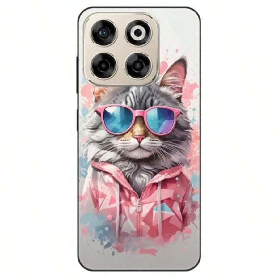 WUACYEAMING Funda Bonita para ZTE AXON 70 4GCarcasa con Aesthetic Lindo Dibujos Ultrafina Suave TPU Antigolpes Case Divertidas Diseño NegroGatos - Gatos - Ver 1
