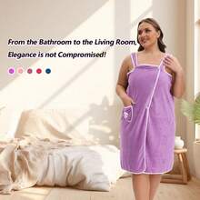 1pc, Coral Velvet Women's Bath Skirt, Wearable Bath Towel Wrap Women's Absorbent Beach Spa Gym Bathrobe, Slip Skirt Bath Cover Tube Skirt Pajamas Nightgown Summer Wedding Home Bathroom Decor Back To School