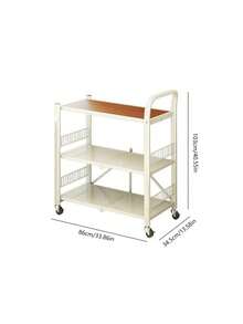 Super life 1-Pack Kitchen Utility Cart With Lockable Wheels, Multipurpose Storage Trolley, Three-Tier Microwave Table Rack With Storage Function, Removable Wheels, High Load-Bearing Capacity, Multifunctional Nightstand, Storage Rack, Organizer - White - View 3