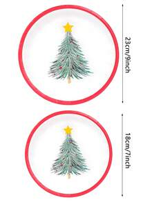 10 piezas/20 piezas/50 piezas Juego de vajilla navideña con platos de papel con árbol de Navidad verde, platos de postre/pastel de 7 pulgadas lindos, platos de cena de 9 pulgadas hermosos para fiestas de Navidad, suministros y decoración de fiesta de invierno y Navidad