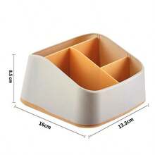 Multi‑Compartment Desktop Storage Box, Cosmetic & Remote Control & Key Organizer, Plastic Multi‑Functional Storage Basket For Vanity Desk Home Decor - Multicolor - View 9