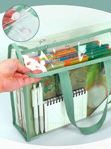 1 حقيبة ملفات شفافة كبيرة السعة مقاومة للماء، حقيبة تخزين ملفات قابلة للتوسيع، حقيبة ظهر طلابية مقاومة للماء من البي في سي، منظم مكتبي لأدوات الكتابة، مناسبة للمكتب والطلاب والتخزين الخارجي، مناسبة للأعراس والذكرى والتخرج - سطح، إغلاق ذاتي الإحكام، عودة إلى المدرسة، لوازم مدرسية