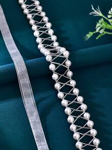 1 peça de cinto de noiva minimalista, acessório de cintura elegante com decoração de pérolas, decoração de vestido formal, cinto de casamento feito à mão