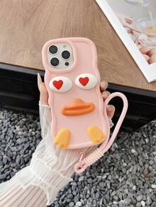 A DIY Cartoon Duck Creative And Interesting Mobile Phone Case With A Chain - Pink - View 2