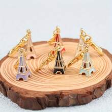 6pcs Exquisite Mini Eiffel Tower Keychain Set, Minimalist & Fashionable Design - Practical Keychains, Creative Bag Charms, 3D Hollow DIY Jewelry Accessories, Ideal Gifts For Couples, Family, Friends Christmas Gifts For Mother, Father, Graduation, And Teacher - Multicolor - View 7