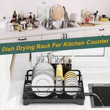 Dish Drying Rack And Sink OrganiserRemovable Drainer Tray Adjustable ...
