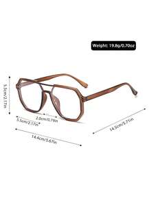 1 pieza Gafas cuadradas con puente de aviador sin graduación para hombres, versátiles para hombres y mujeres, aptas para lentes graduadas, negocios, estudio, conducción, enseñanza, elegante estilo retro